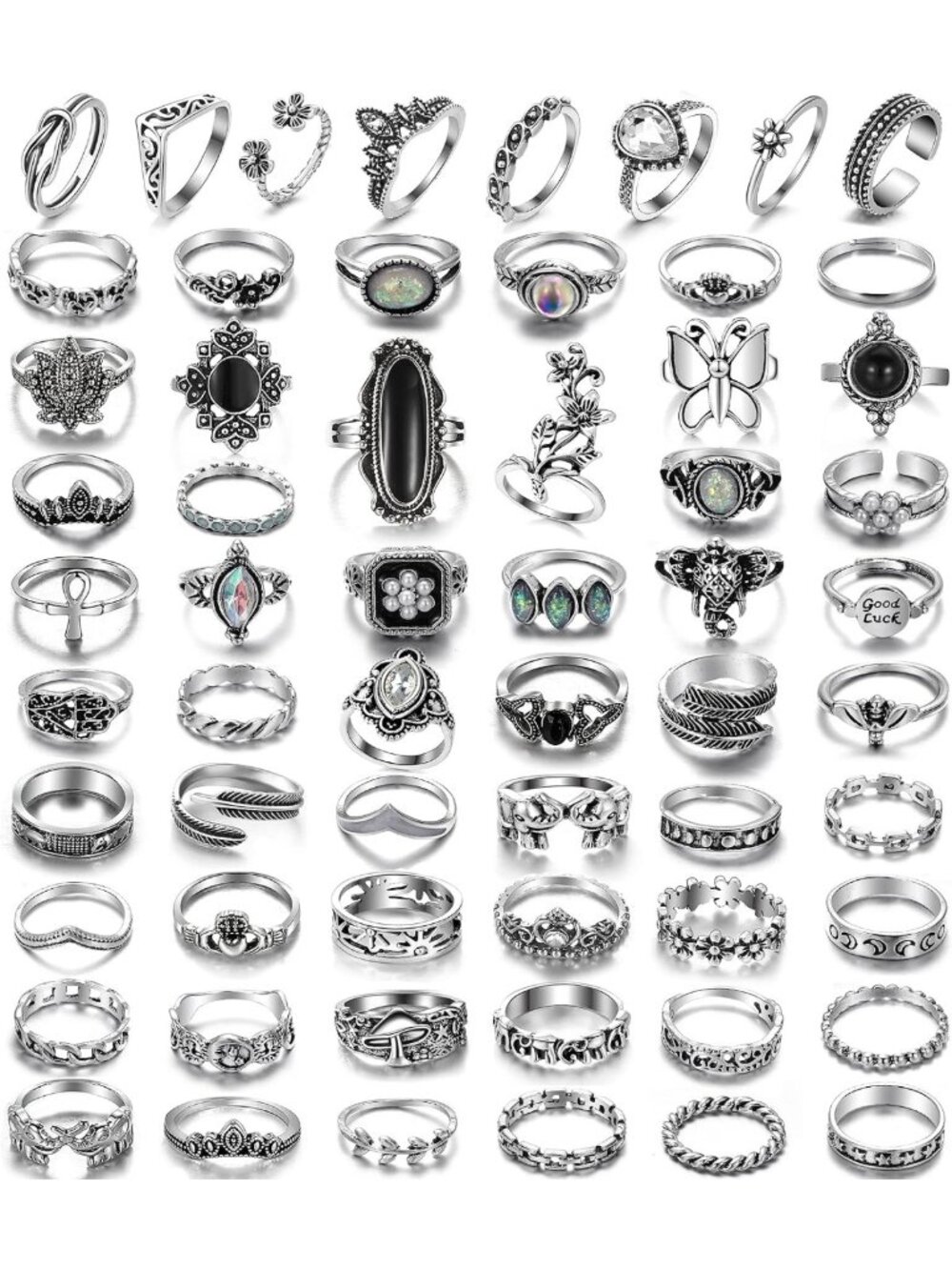 Chunky Vintage Silver Knuckle Rings Set for Women & Men | Boho Style Jewelry